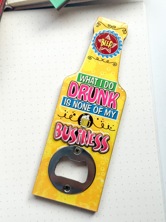 Beer Bottle Themed Fridge Magnet  With Bottle cap opener #2 | Glossy Look With Durable Wooden Body