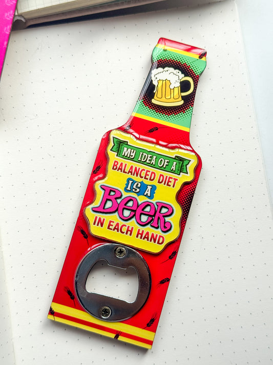 Beer Bottle Themed Fridge Magnet  With Bottle cap opener #5 | Glossy Look With Durable Wooden Body