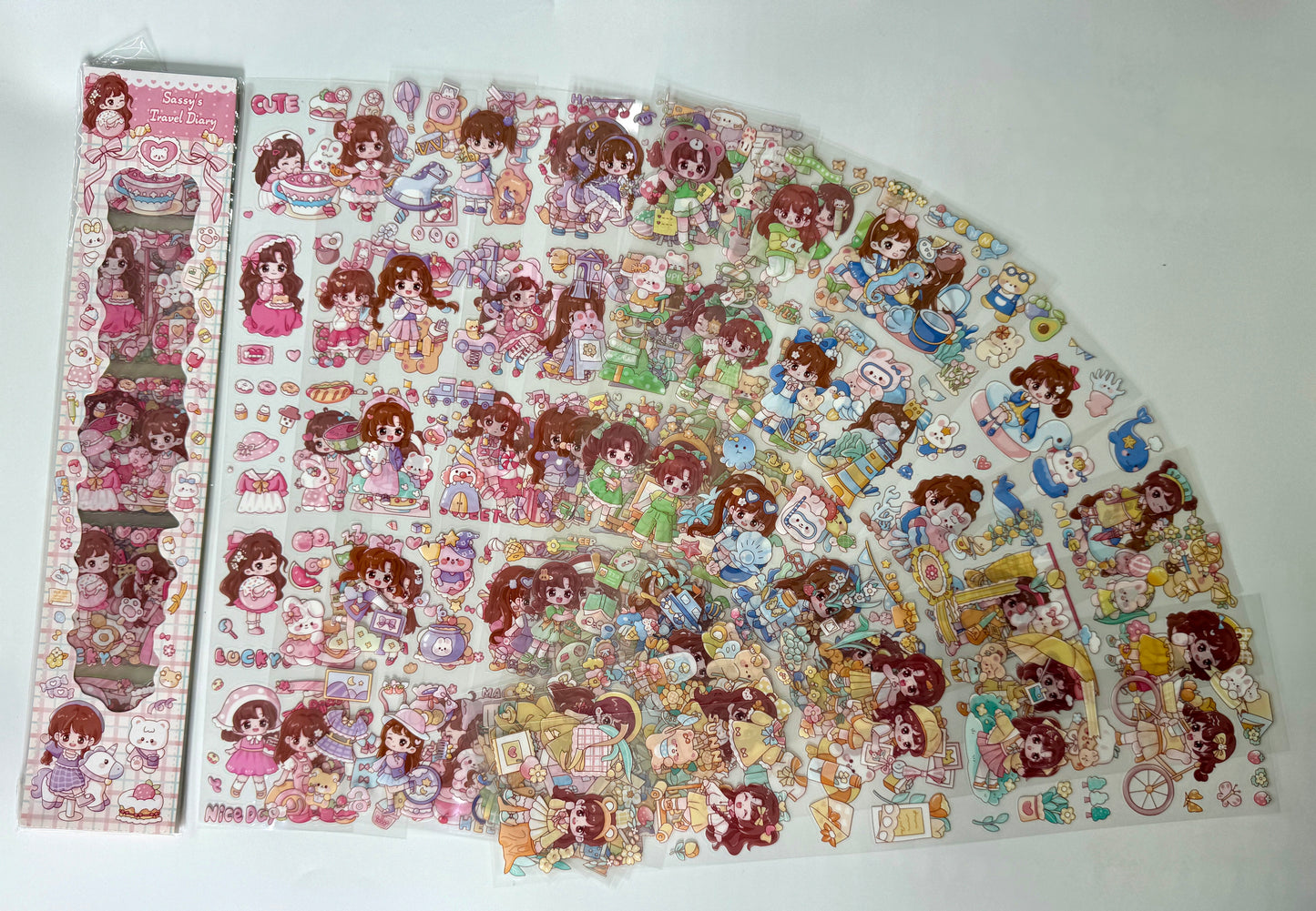 #13 Kawaii Long Sticker Set | Cute Stickers | 40*8cm | 20 Sheets