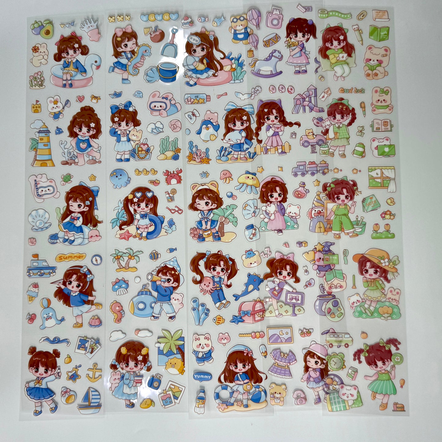 #13 Kawaii Long Sticker Set | Cute Stickers | 40*8cm | 20 Sheets