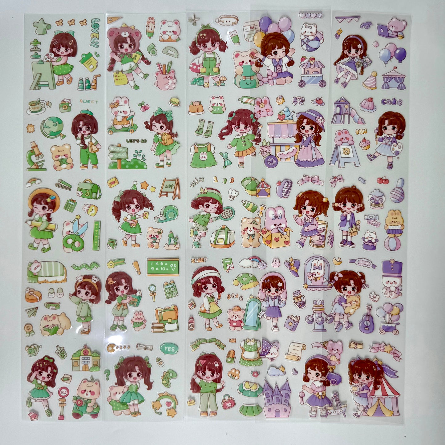 #13 Kawaii Long Sticker Set | Cute Stickers | 40*8cm | 20 Sheets