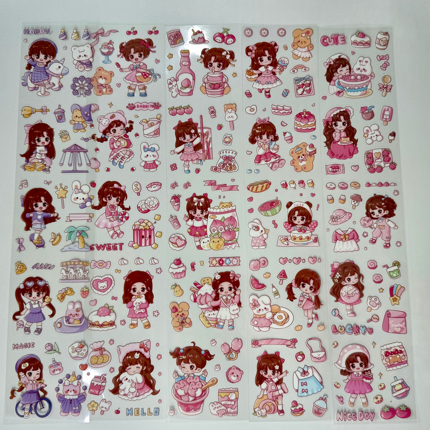 #13 Kawaii Long Sticker Set | Cute Stickers | 40*8cm | 20 Sheets
