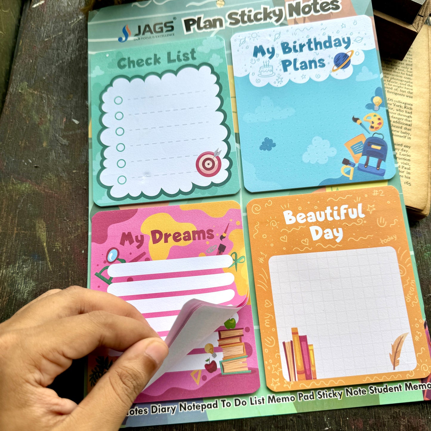 Planner Sticky Notes Set of 4 | 60 Sheets  Total 100mm x 120mm