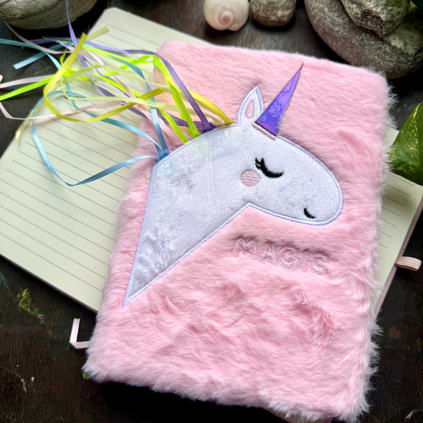 A5  Furry Unicorn Pink  Notebook