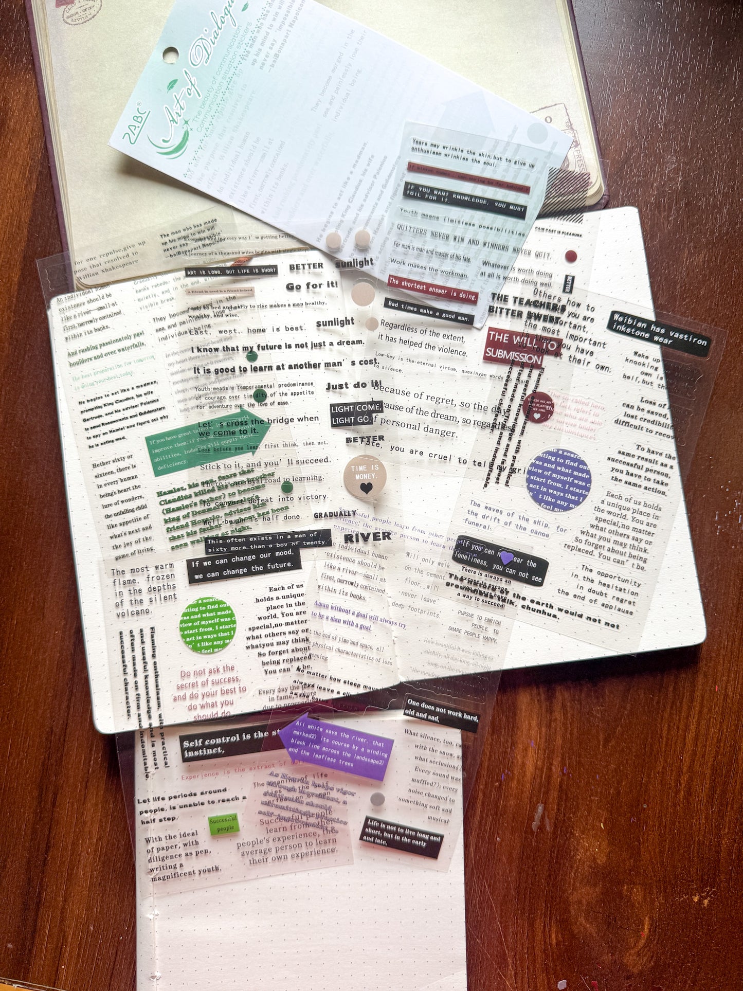 ZXZL-402 Art Of Dialogue| The Beauty Of Communication Small Letter Stickers| English Communication Situation Quotes Pet Sticker Sheets| 6 Sheets 100*160mm