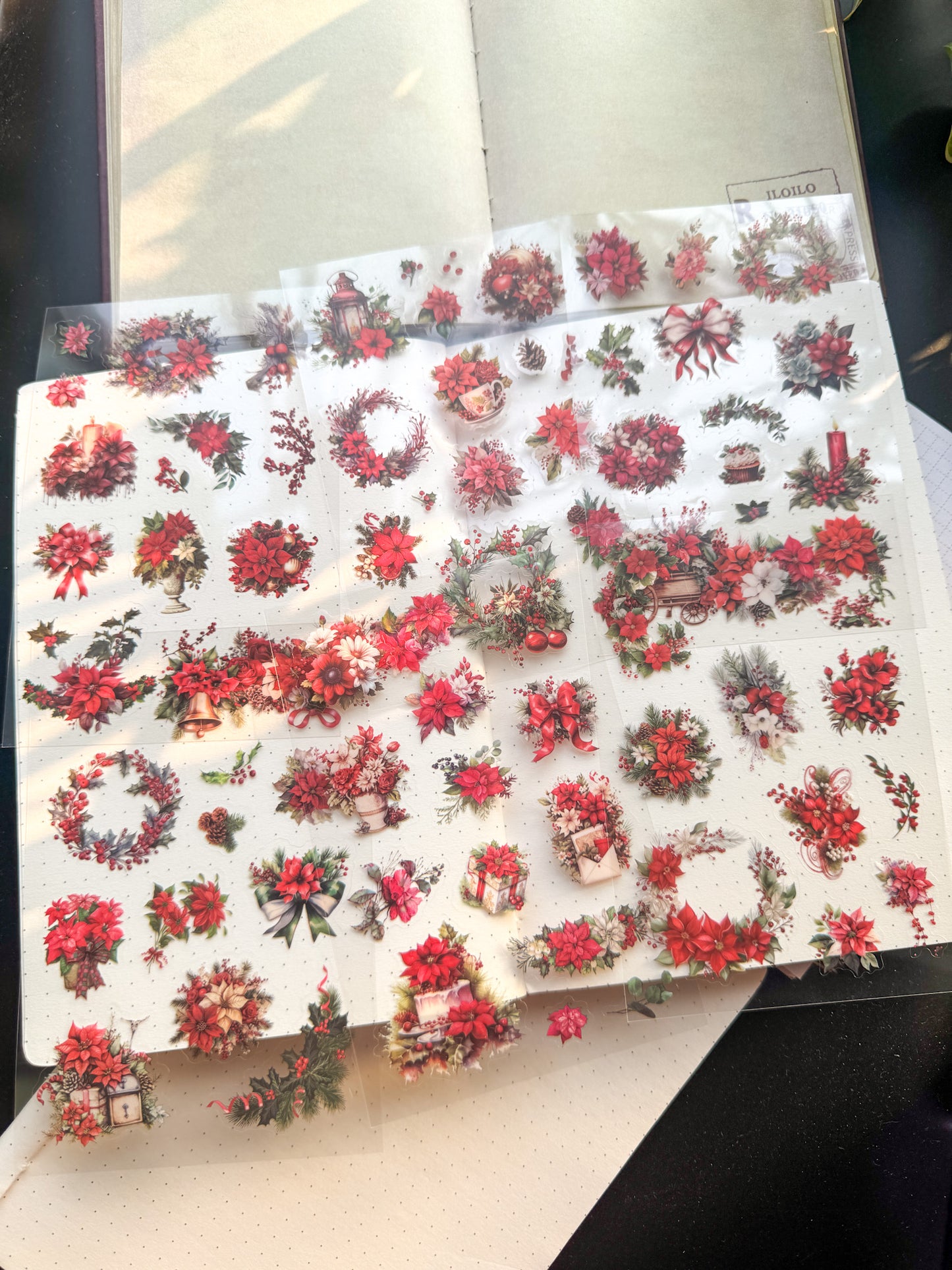 MYHZ-606 BRILLIANT RED| Dream Shadow Bloom Series Pet Sticker Sheets|6 Sheets 100*150mm| Red Themed