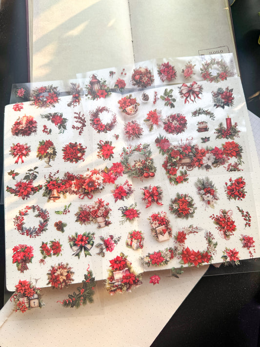 MYHZ-606 BRILLIANT RED| Dream Shadow Bloom Series Pet Sticker Sheets|6 Sheets 100*150mm| Red Themed