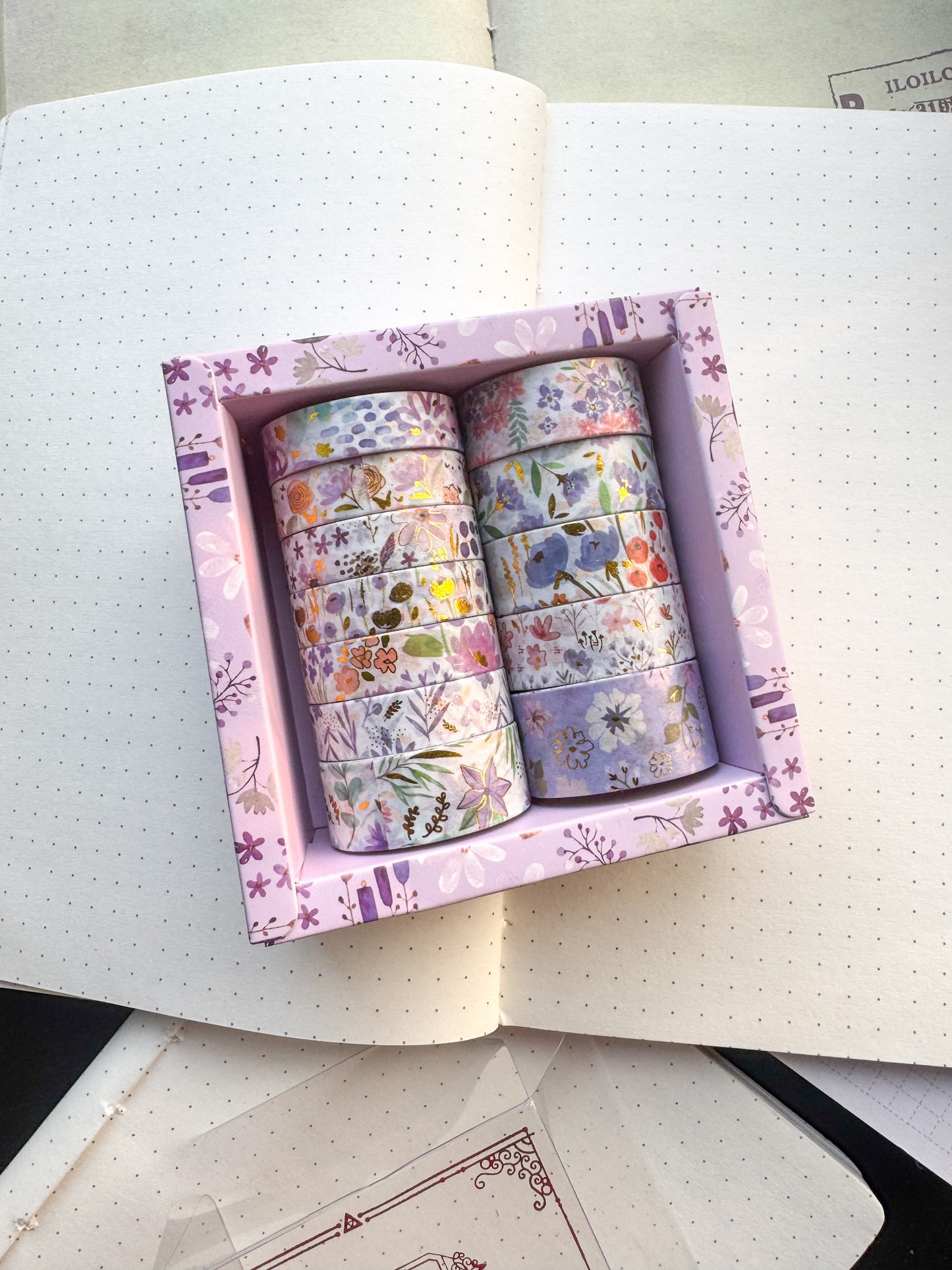 Floral Washi Tape Set Purple | 12 pcs 2m Each