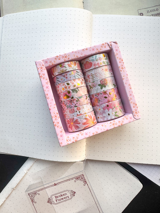 Floral Washi Tape Set Pink | 12 pcs 2m Each