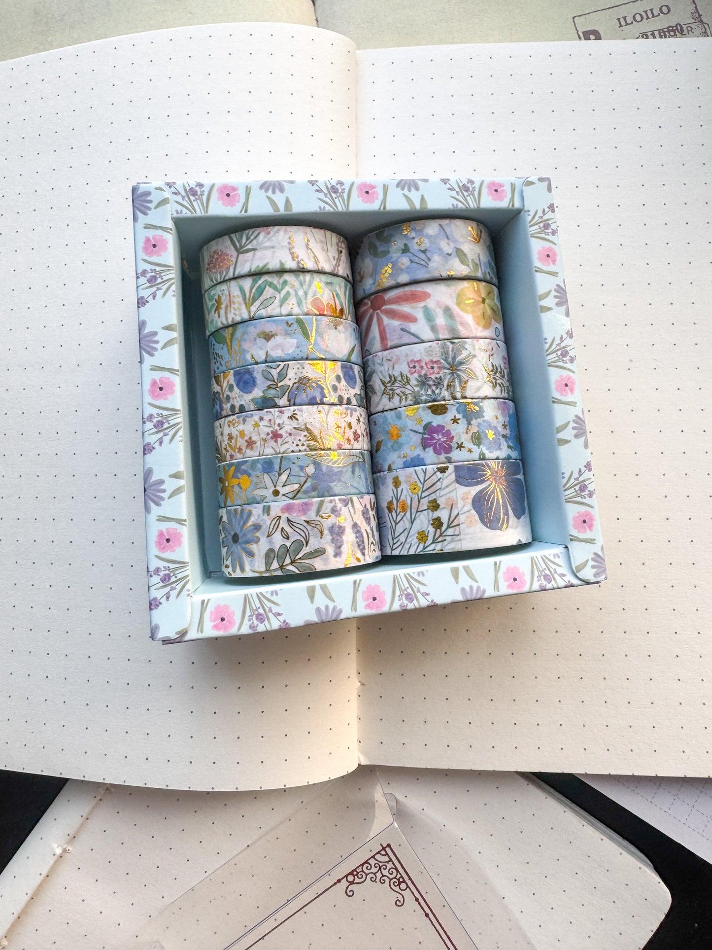 Floral Washi Tape Set Blue | 12 pcs 2m Each