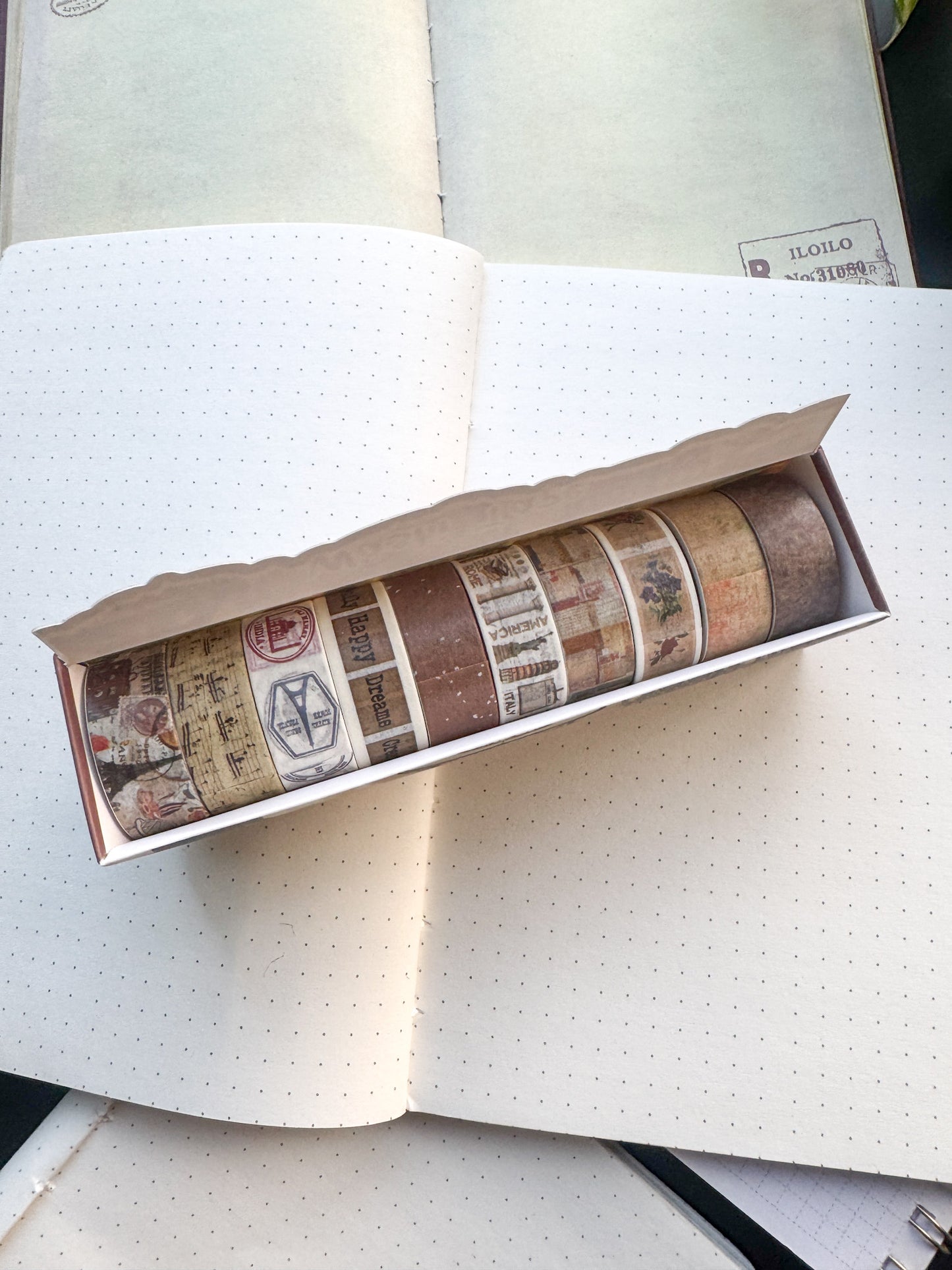 Yhk600D Vintage Washi Tape Set Of 10 Brown 2m