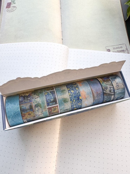 Yhk600B Vintage Washi Tape Set Of 10 Blue 2m