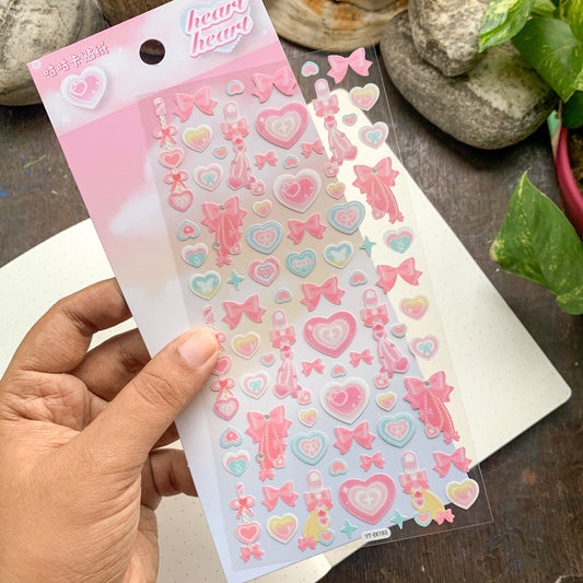 YTEK183 Sparkling  Heart Glitter Sticker  | 1 sheet