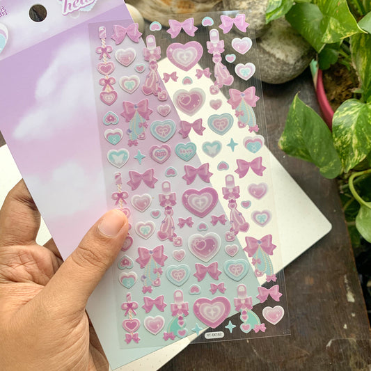 YTEK182 Sparkling  Heart Glitter Sticker  | 1 sheet