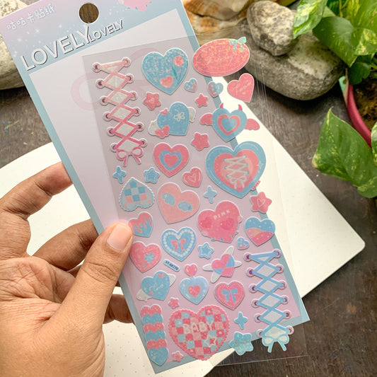 YTEK170 Sparkling  Heart Glitter Sticker  | 1 sheet