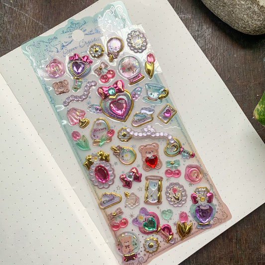 SLASD04 Heart Puffy Sticker 3d Jewellery Sticker  | 1 sheet