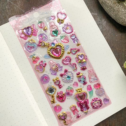 SLASD03 Heart Puffy Sticker 3d Jewellery Sticker  | 1 sheet