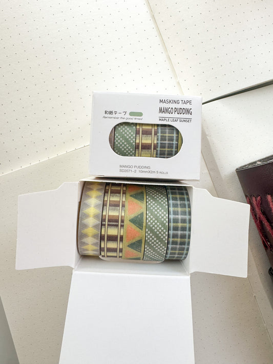 Sd2071-2 Mango Pudding Series Washi Tape Set Paper Tape| 1cm* 2m  set of 5