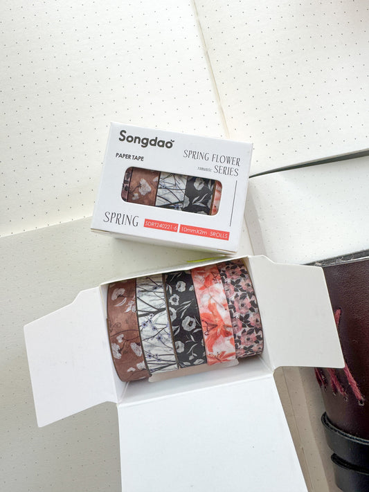 Sdrt240221-6 Spring Flower Series Washi Tape Set Paper Tape| 1cm* 2m  set of 5
