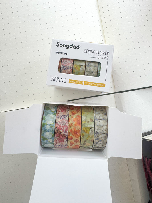 Sdrt240221-2 Spring Flower Series Washi Tape Set Paper Tape| 1cm* 2m  set of 5