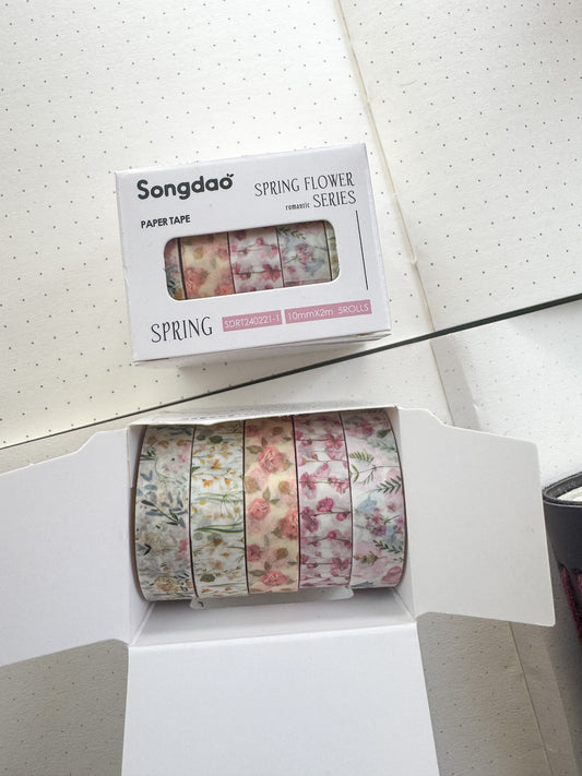 Sdrt240221-1 Spring Flower Series Washi Tape Set Paper Tape| 1cm* 2m  set of 5