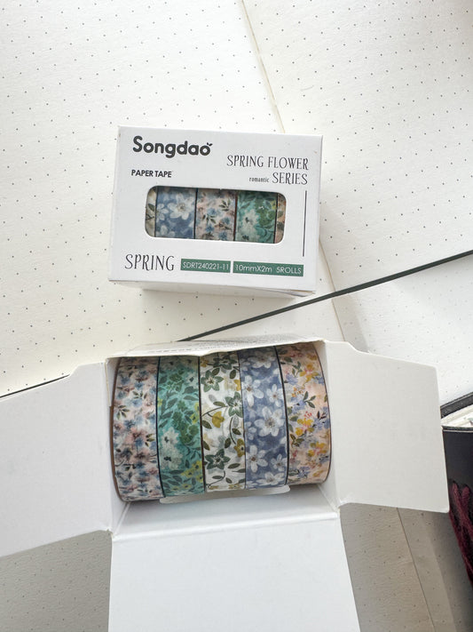 Sdrt240221-11 Spring Flower Series Washi Tape Set Paper Tape| 1cm* 2m  set of 5