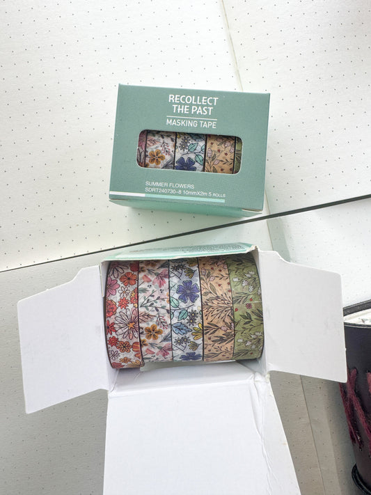 Sdrt240730-8 Summer Flower Series Washi Tape Set Paper Tape| 1cm* 2m  set of 5