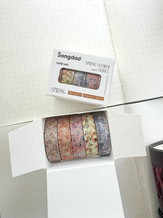 Sdrt240221-9 Spring Flower Series Washi Tape Set Paper Tape| 1cm* 2m  set of 5
