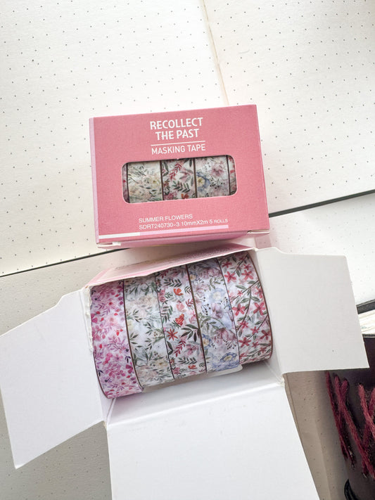 Sdrt240730-3 Summer Flower Series Washi Tape Set Paper Tape| 1cm* 2m  set of 5