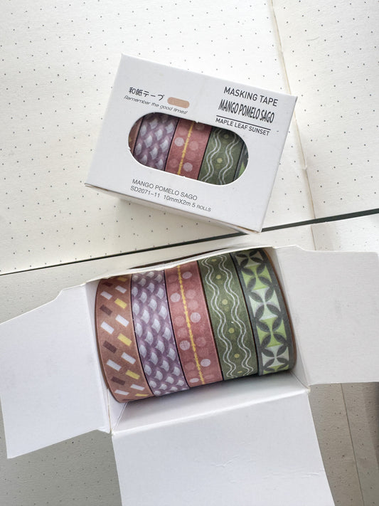 Sd2071-11 Mango Sago Series Washi Tape Set Paper Tape| 1cm* 2m  set of 5
