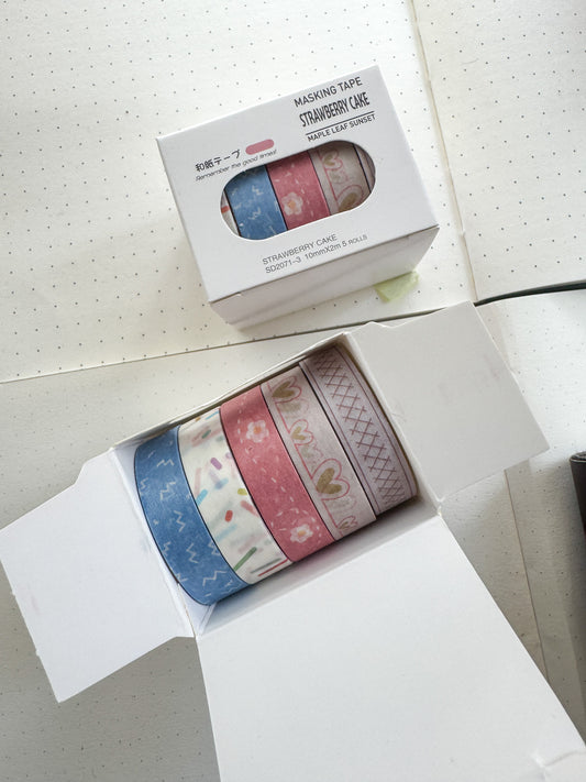 Sd2071-3 Red Bean Paste Series Washi Tape Set Paper Tape| 1cm* 2m  set of 5