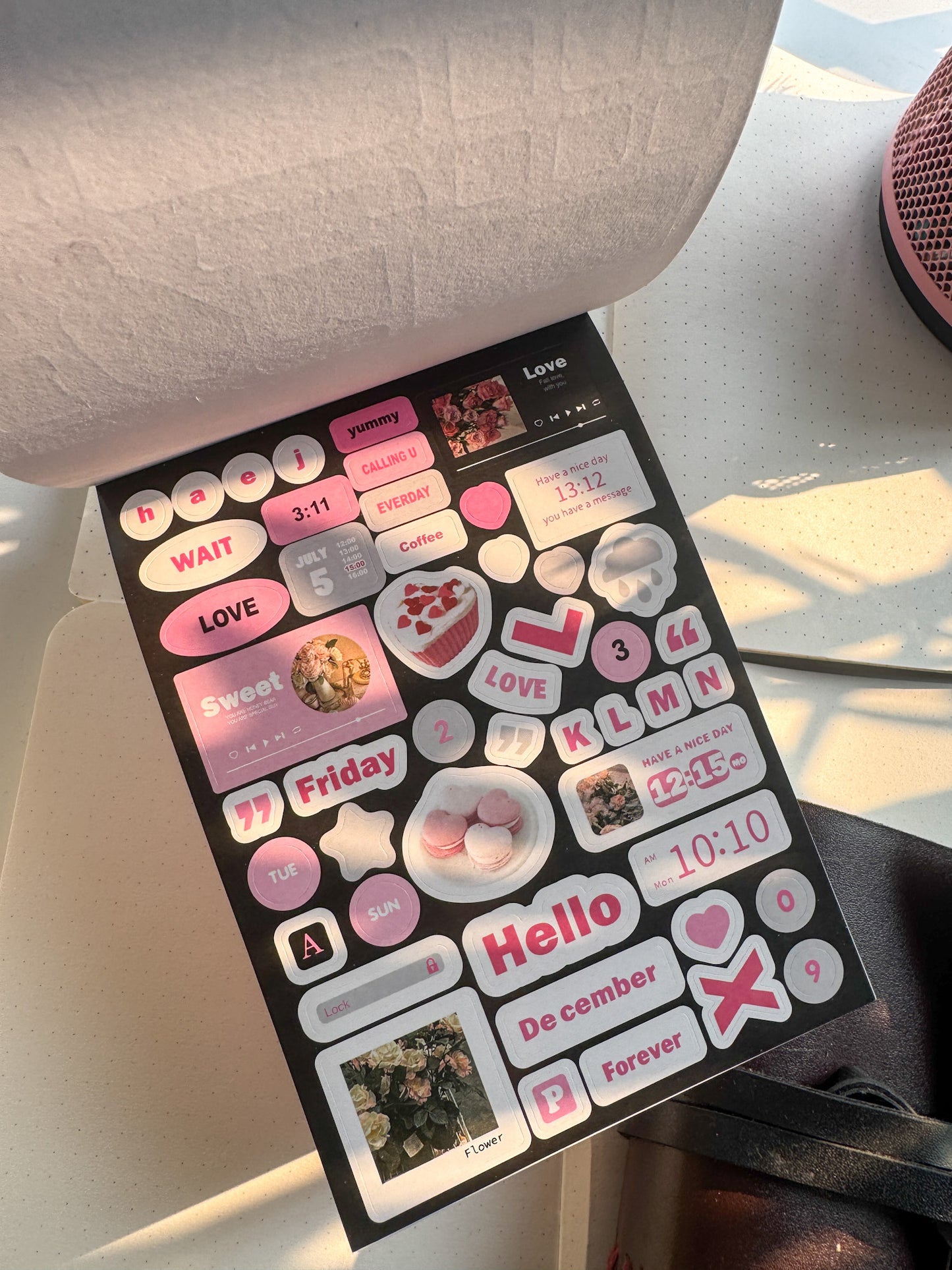 Wxth Journal Paper Sticker Book Pink | 12 Pages Pre Cut Sticker