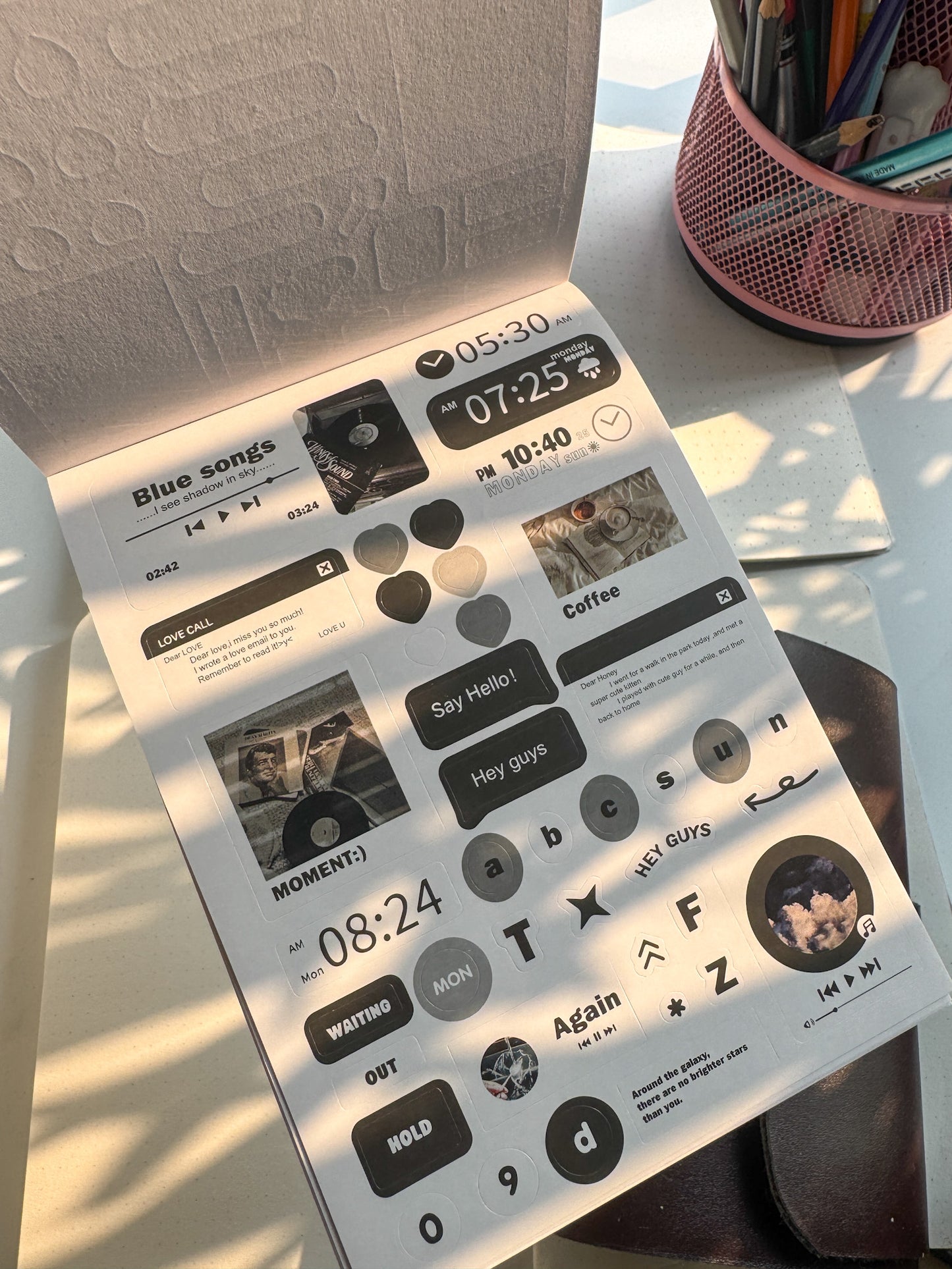 Wxth Journal Paper Sticker Book Black | 12 Pages Pre Cut Sticker