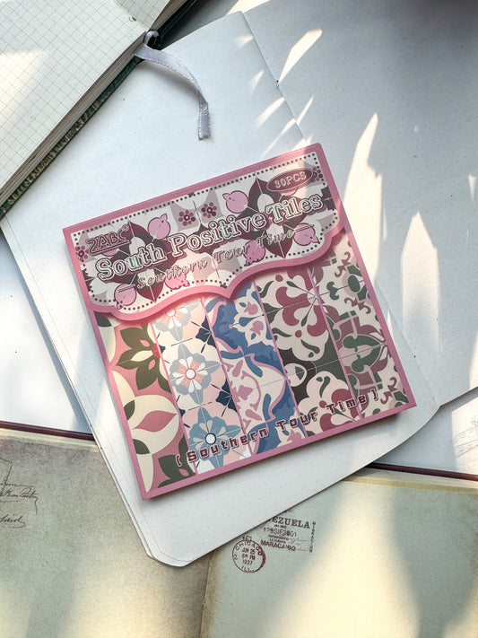 NXSG-606 South Positive Tiles | Journal Paper| Floral Vintage Paper| Green Theme|120*120mm 30 Pcs