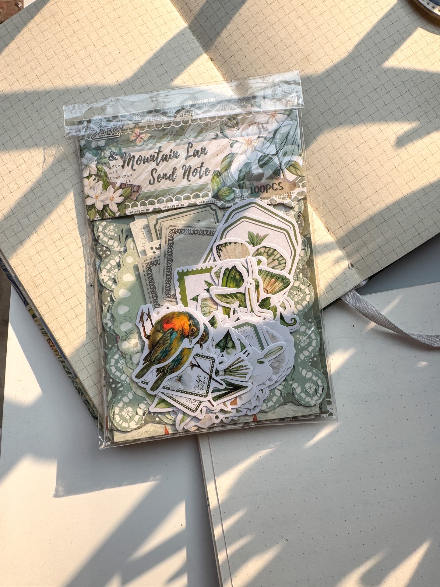 Hjjs401 Mountain Lan Sent Notes Journal Paper Collection Green | 100 pcs