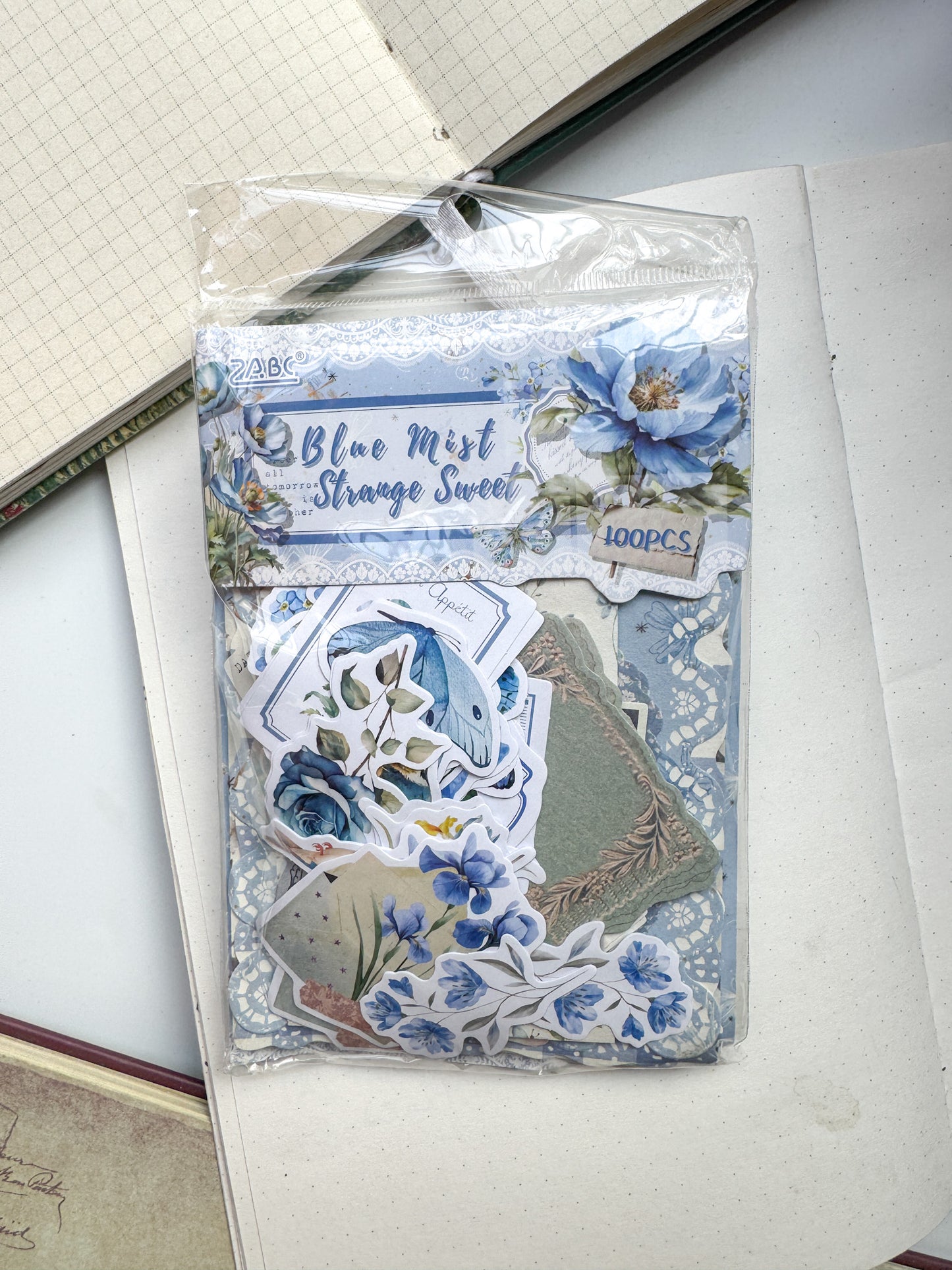 Hjjs403 Mountain Lan Sent Notes Journal Paper Collection Blue | 100 pcs