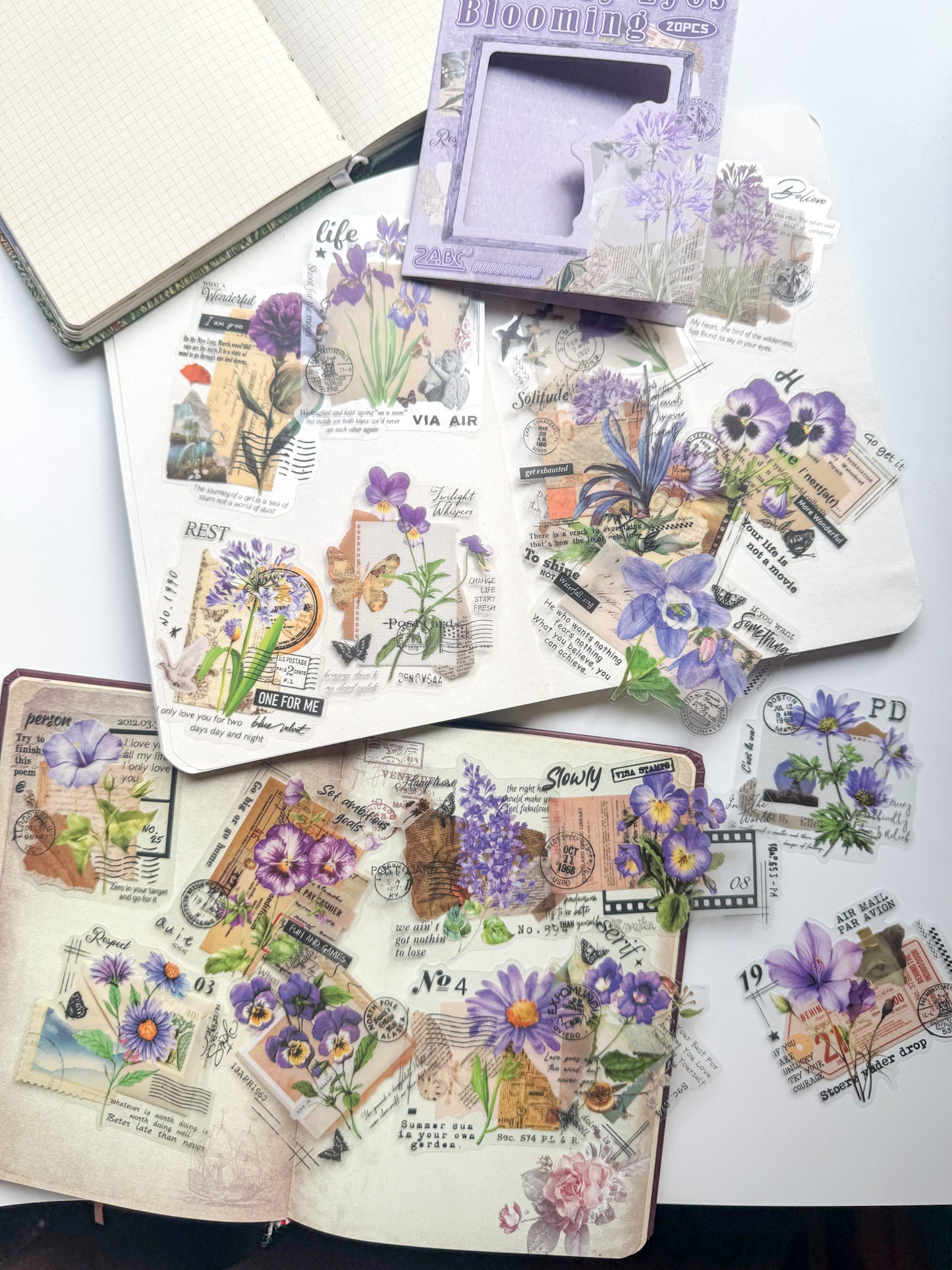 Cjhy604 Flower Brilliance Strange Place Purple Transparent Pet Sticker | 20 Pcs