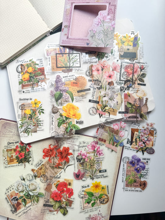 Cjhy606 Flower Brilliance Strange Place Pink Transparent Pet Sticker | 20 Pcs