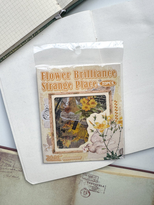 Cjhy605 Flower Brilliance Strange Place Yellow Transparent Pet Sticker | 20 Pcs