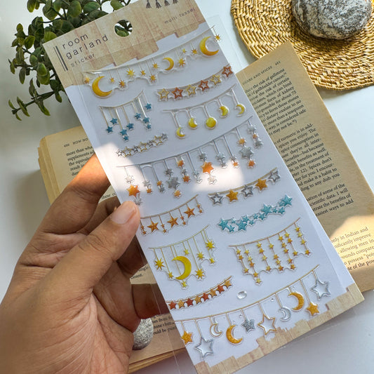 Zwbn02 3D Journal Transparent Garland Puffy Stickers - Fluffy Sticker - 1 sheet | Pre-cut