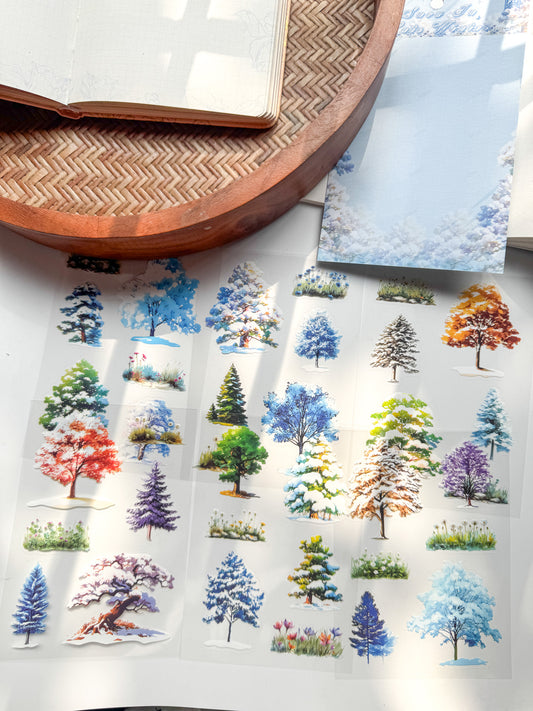Sjsj404 Tree And Shadows Transparent Sticker Sheet |6 sheet set
