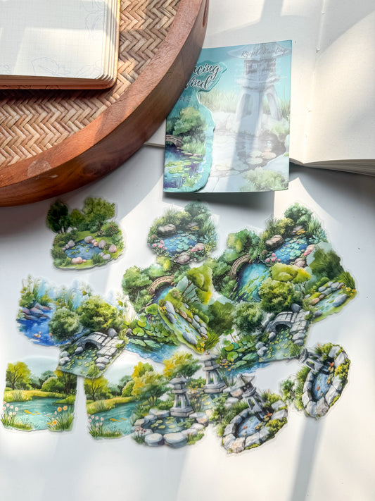 Lyhy604 Lotus Swamp Transparent Flower Pond Stickers | 20 Pcs