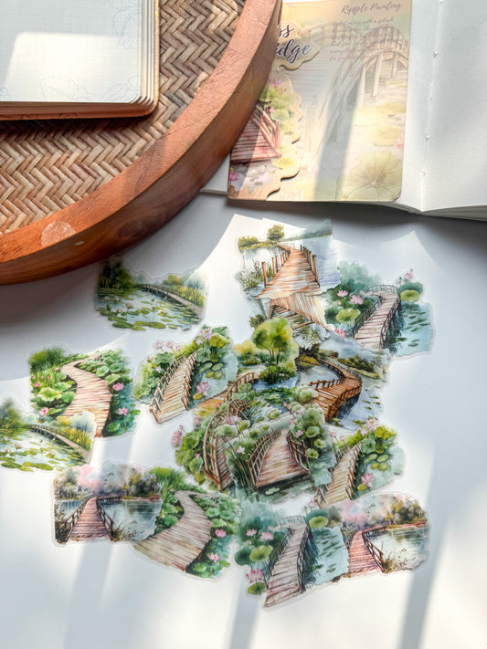 Lyhy606 Lotus Swamp Transparent Flower Pond Stickers | 20 Pcs