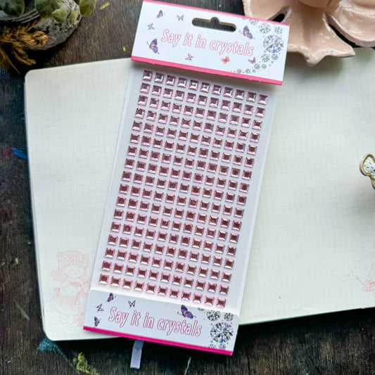 3D  Square Journal Stone Sticker Pink - Stone Sticker - 1 sheet | Pre-cut