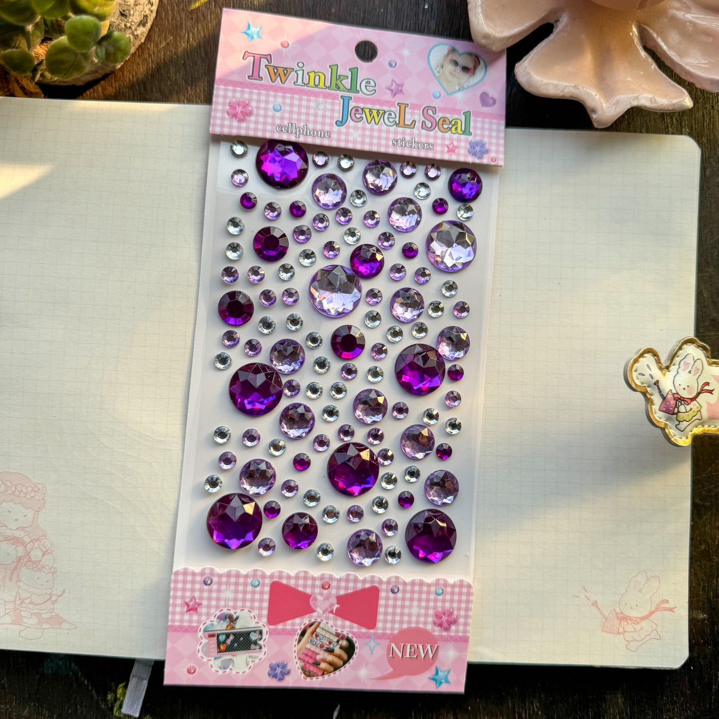 Cxmb Nov 3D  Circle Journal Stone Sticker Purple - Stone Sticker - 1 sheet big | Pre-cut