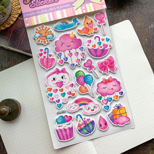 XO007 3D Journal Cloud Foam Sparkling Glittering Puffy Stickers - Fluffy Sticker - 1 sheet | Pre-cut