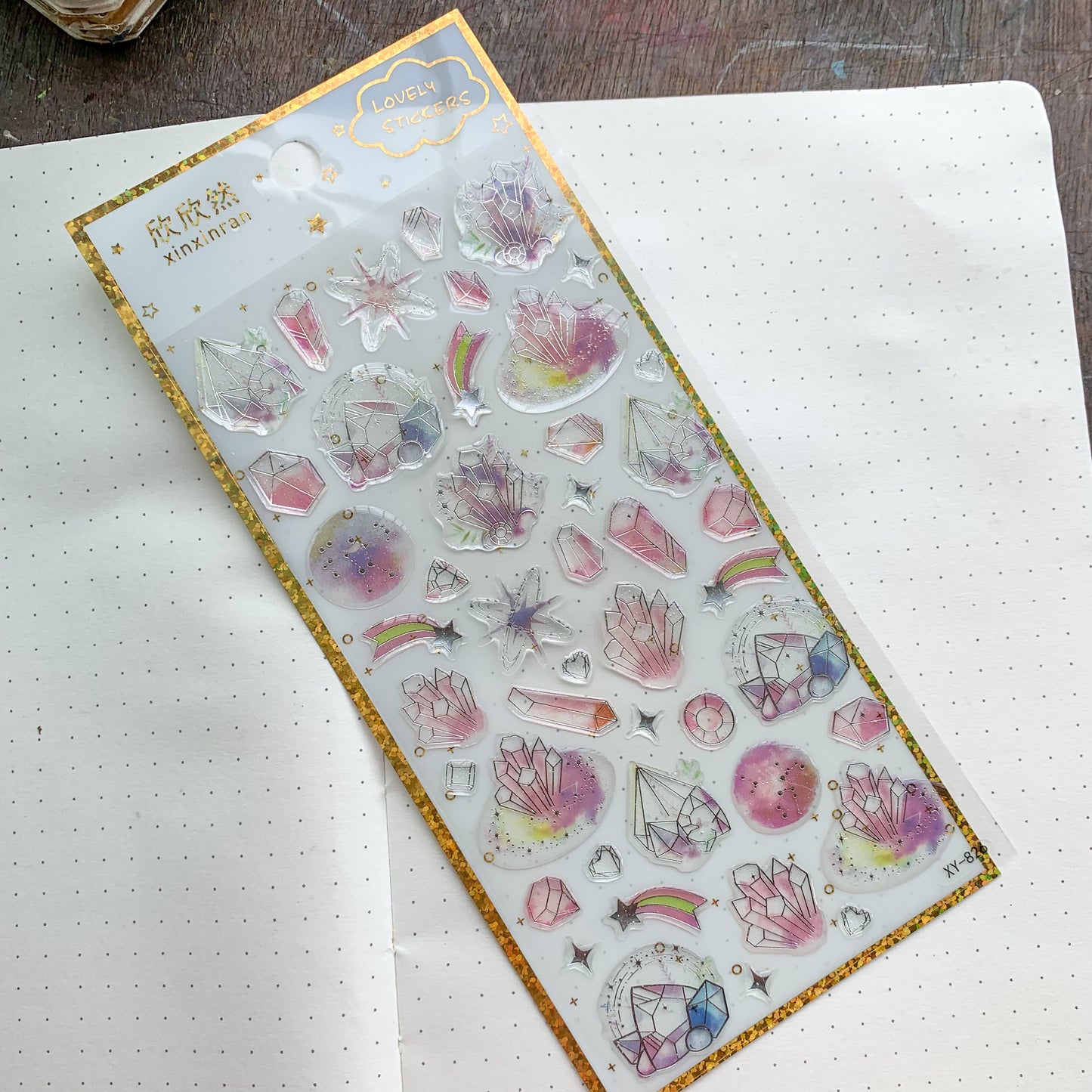 085039 g 3D Journal Transparent Crystal  Sparkling Puffy Stickers - Fluffy Sticker - 1 sheet | Pre-cut