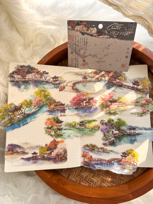 Szyt603 Water Colour Pictures Transparent Sticker | 10 pcs