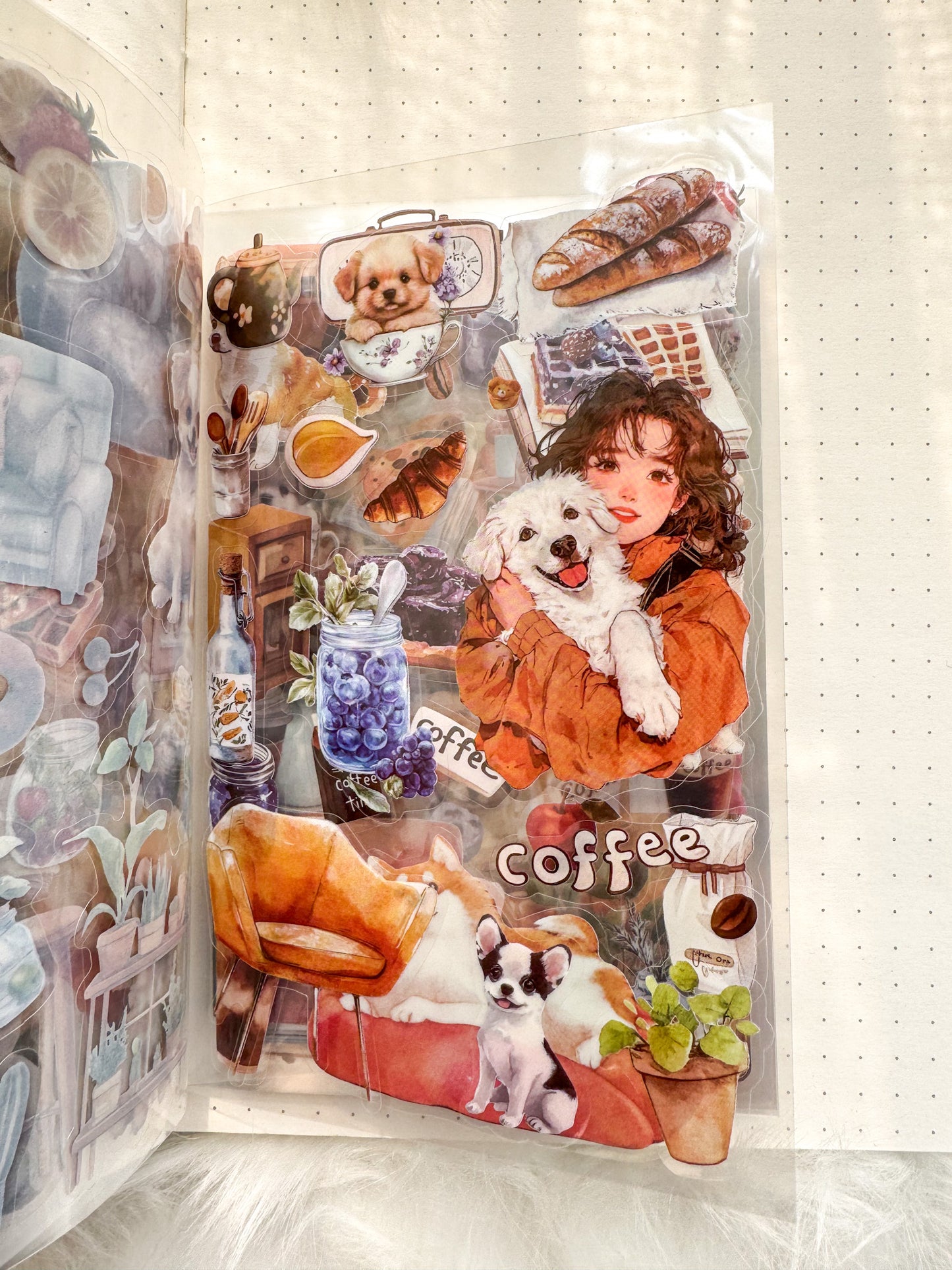 Bfmcl402 Coffee Time Sticker Transparent Book | Over 300 Stickers - 20 Sheets