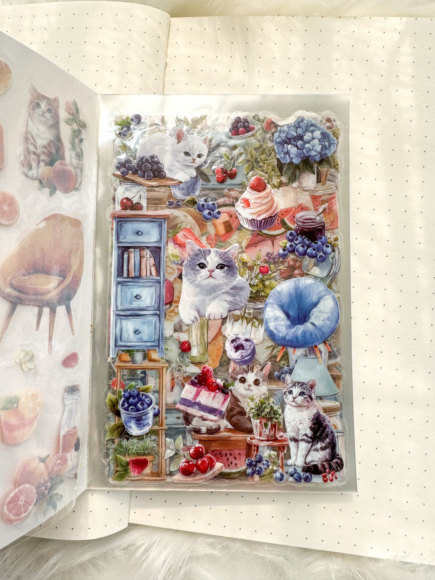 Bfmcl401 Berry Cat Time Sticker Transparent Book | Over 300 Stickers - 20 Sheets